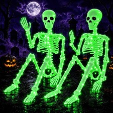 2Pack36 Halloween Light up Skeleton Deco 350 Green Lights,6H auto  Off 