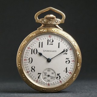 1926 South Bend Studebaker 10K YGF Fancy Case Railroad Pocket Watch XLNT COND!