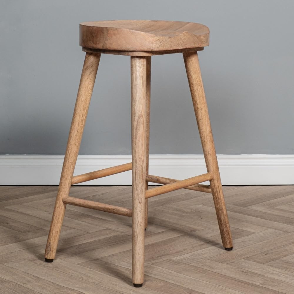 Solid Dark Oak Wooden Bar Stool Fully Assembled 70cm Kitchen Breakfast