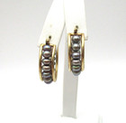 14K Yellow Gold Gray Silver Pearl Hoop Earrings 6.9 Gr [E382] — photo 2