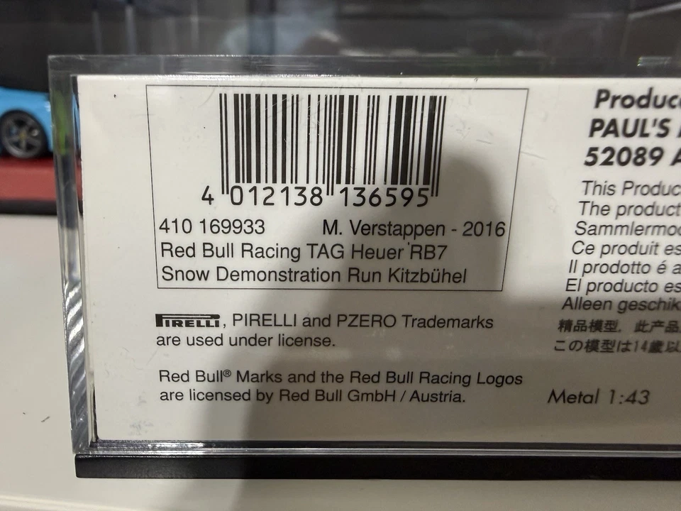 Max Verstappen 1:43 Red Bull RB7 Snow Demonstration Run 2016 410169933 Kitzbuhel Foto 4 de 4