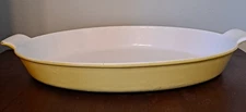 Vintage 60's Descoware Belgium 14H 34B Enamel Cast Iron Casserole Yellow 