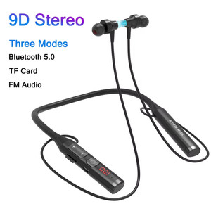 Wireless Headset Bluetooth 5.0 Earphone HiFi 9D Stereo Neck-Hanging Sport Headph