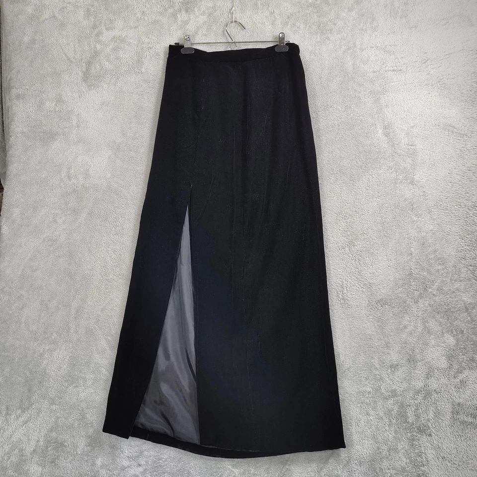 Maxi FALDA De Colección OLEG CASSINI Talla 10 Terciopelo Forrada Negra Abertura Frontal Hecha en EE. UU. Gótica Foto 2 de 4