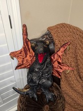 FOLKMANIS Black Dragon Large 24" Plush Hand Puppet with Wings