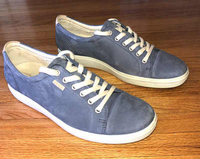 Ecco Soft 7 Women Size 9 EU 40 Slate Blue Nubuck Leather Sneakers NICE!