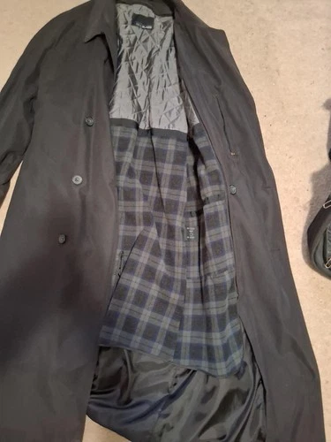 Bill Blass Men’s Overcoat Raincoat Black Belted Rain Coat w/Removeable Liner image 3