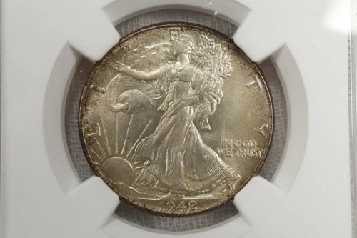 NobleSpirit Beautiful 1942 50c Walking Liberty Silver Half Dollar NGC MS 64