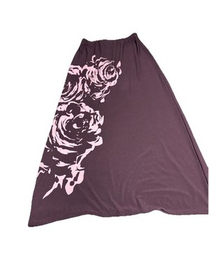 Chico's Black White Floral Artsy High Contrast Slinky Maxi Skirt Size 0 Medium
