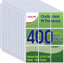 400 Pack 9 Pocket Trading Card Sleeves Holds 7200 Cards for 3 Ring Binder Sheets