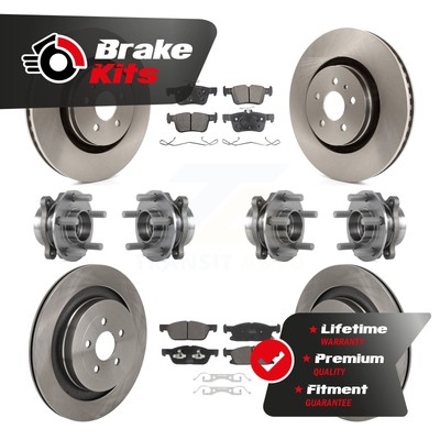 Front Rear Hub Bearing Disc Brake Rotor & Pad Kit (10Pc) For 2020-2020 Ford Edge