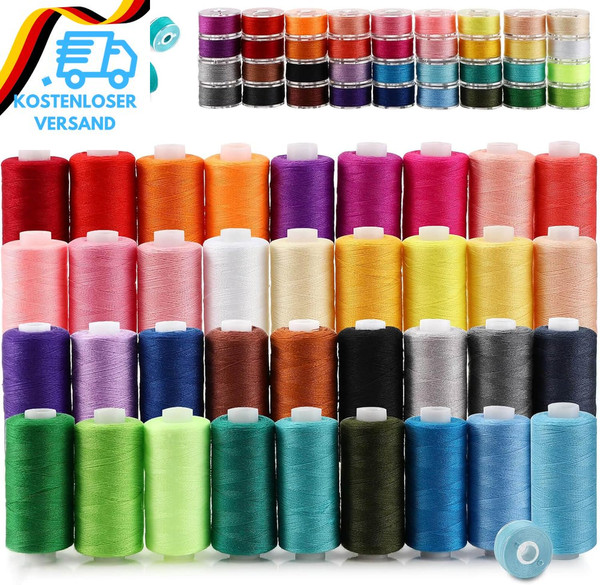 NäHgarn Set 36 Farben Je 400 Yard Mit 36 Spulen NäHmaschine Overlock-image