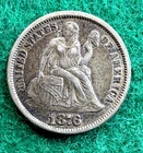 1876 Seated Liberty Dime 10c Centennial Date US Silver Coin Ungraded