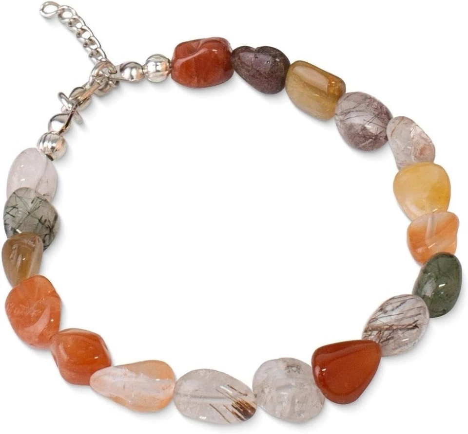 Pulsera única de piedra de cuarzo rutilado para mujer - Accesorio elegante de 18 cm Foto 4 de 4