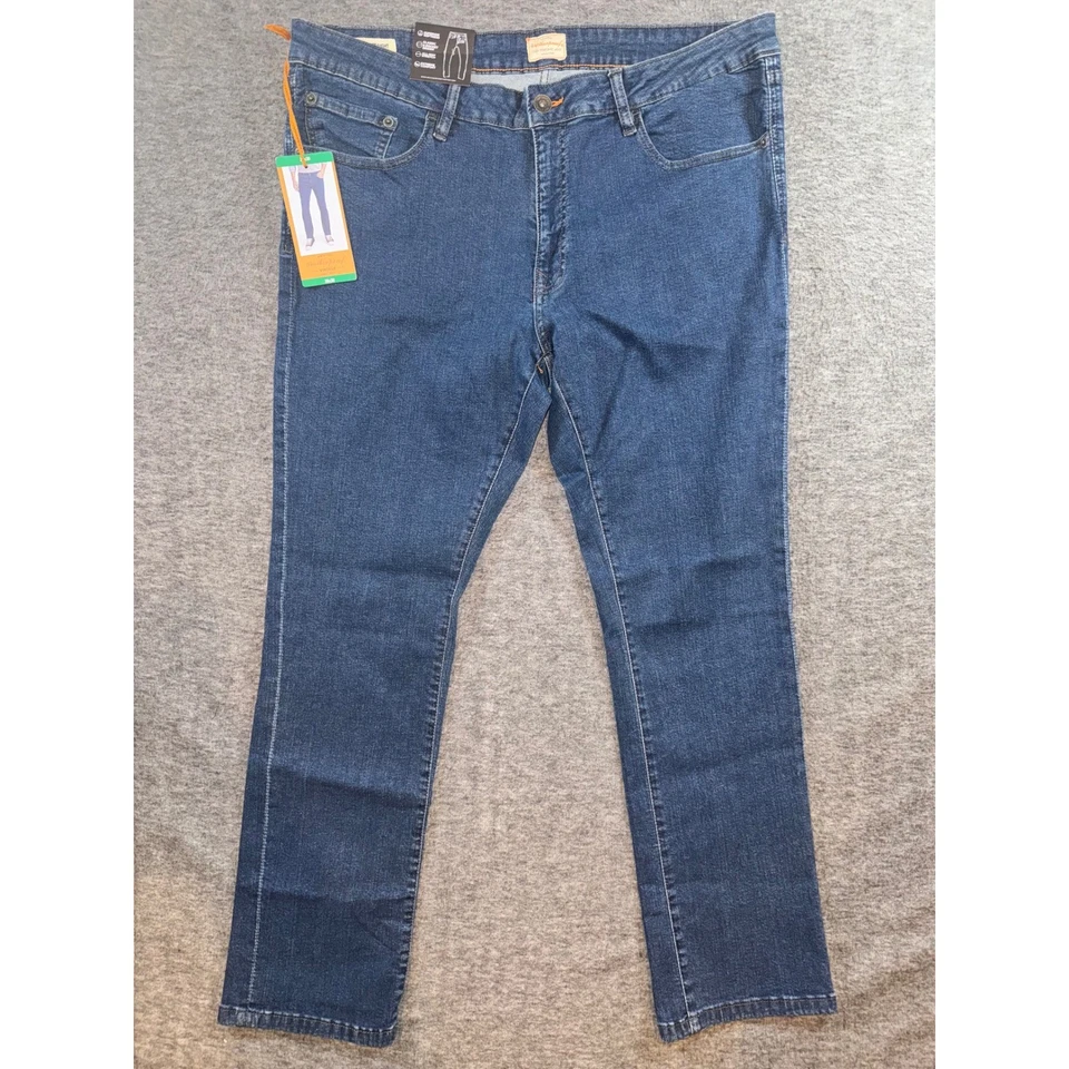 Jeans impermeables vintage Dillon 38x30 para hombre rectos azules denim elásticos NUEVO Foto 2 de 4