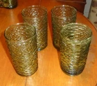 VINTAGE 60s 70s ANCHOR HOCKING GLASS GREEN SORENO 5" TUMBLERS Set of 4