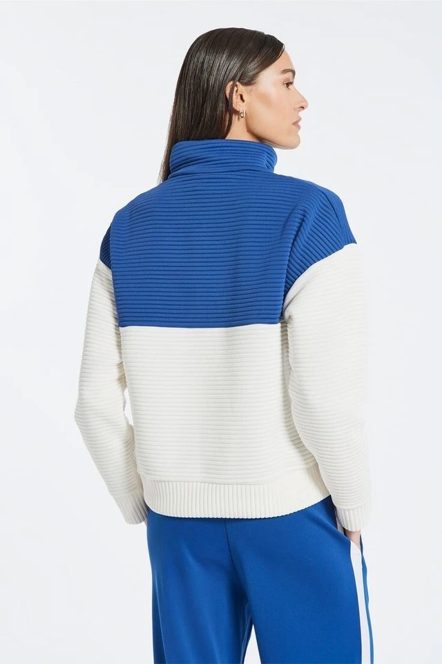  New Balance Bandier Texture Knit Pullover Half Zip Blue White Logo Woman Medium - Image 3 of 3