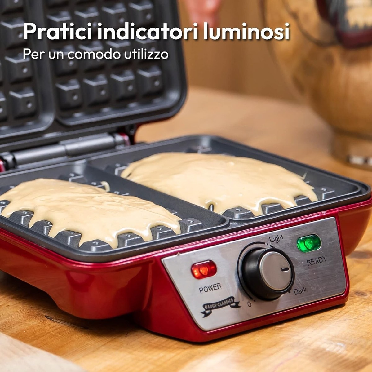 Macchina Per Waffle Gadgy | Piastre Antiaderenti 23x16,8 Cm | 1000W, Temperatura Regolabile | Per Waffle Belga Fatti In Casa - Foto 6