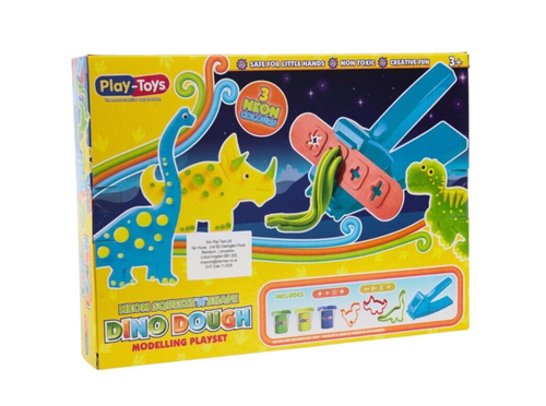 Neon Dino Dough Set - Non-Toxic Modelling Clay for Kids | Squeeze & Shape dino - Picture 2 of 4