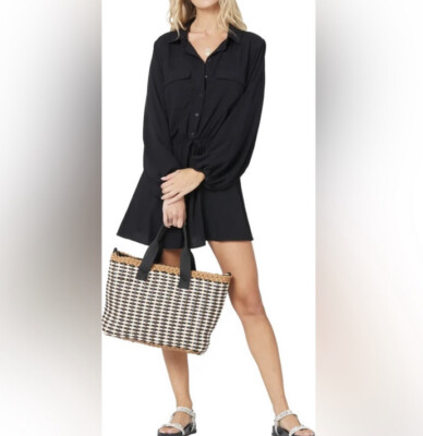 l space shirt dress L*Space Amelia Shirt Dress In Black SZ S EUC