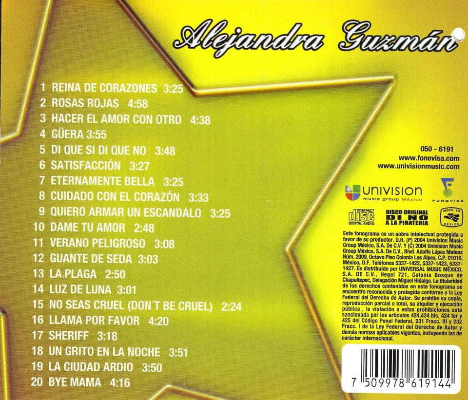 Alejandra Guzmán - *CD, Éxitos Para Siempre* - Fonovisa - Univision (2004) Usado Foto 2 de 4