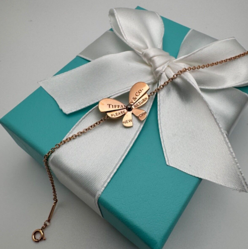 Tiffany & Co. RTT Butterfly Chain Love Bugs Bracelet 18K Rose Gold Silver Accent
