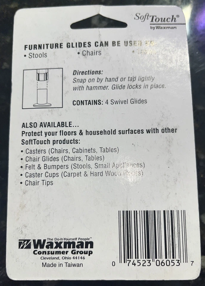 "Paquete de 4 deslizadores de muebles de latón Waxman para patas de muebles tubulares de metal de 7/8""" Foto 4 de 4