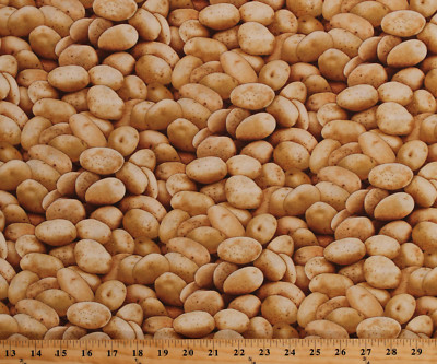 Cotton Potatoes Potato Harvest Vegetables Food Festival Fabric Print BTY D778.56