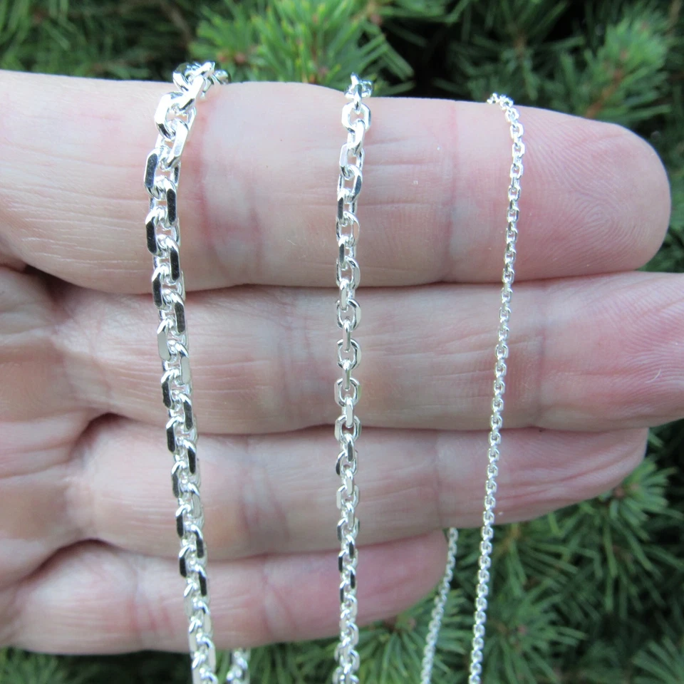 男式纯色 925 纯银意大利锚/电缆链项链链意大利 — 第 2/4 张图片