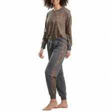 Splendid Ladies' 2-piece Pajama Lounge Sleep Set - Leopard BROWN (Size:XS-Small)