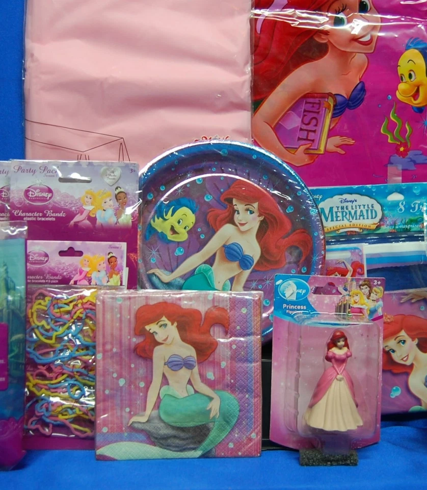 Вечериночный набор Little Mermaid No 18 приглашает тарелки с благодарностью салфетки воздушные шары вечеринка Ariel - Изображение 3 из 4