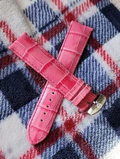 20mm Pink Genuine Leather Alligator Interchangable Band Strap For Michele Watch
