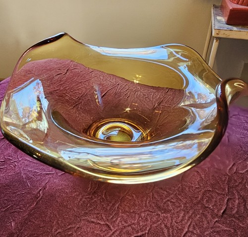 BEAUTIFUL*Vintage 1960s Viking Epic Line 6601 Round Amber Bon Bon Dish EXC COND - Picture 9 of 24