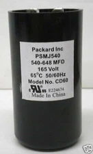 Packard PSMJ540 Motor Start Capacitor. 540-648 MFD UF / 165 VAC