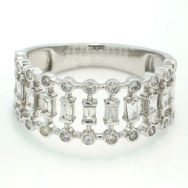 Brillant Diamant Ring 750er Weißgold Baguettediamanten Filigranmuster DIADEM