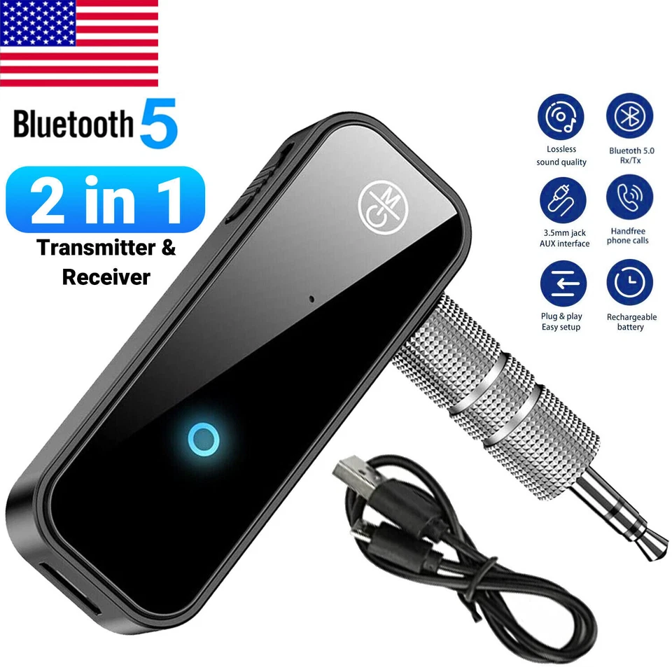 Bluetooth 5.0 USB Wireless Transmitter Receiver 2in1 Audio Adapter 3.5mm Aux Car - Image 4 of 4