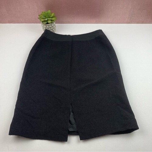 Milly Of New York Solid Black Wool Blend Pencil Straight Skirt Women Size 4 - Picture 5 of 7
