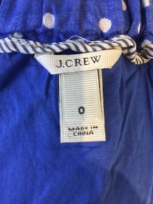 Jupe J.Crew à Pois Bleus - Taille 0 - Lin - Avec Cordon Et Poches - Occasion Très Bon état