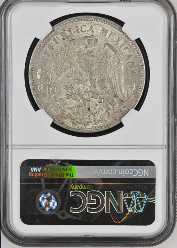 :1908MO GV 1-PESO MEXICO RADIANT CAP NGC MS61 RARITY R6 LOW POP HIGHEST-GRADES - Image 2 of 4