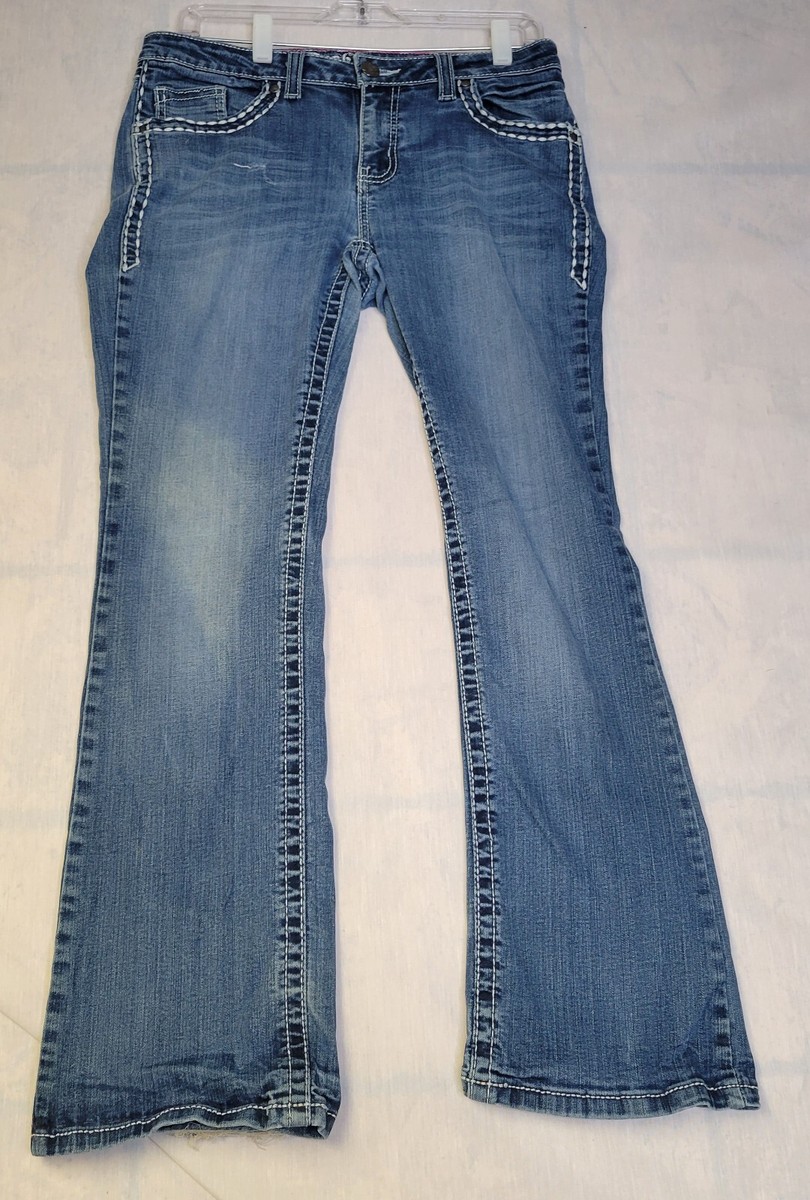 Wrangler Rock 47 Jeans Women 31x29 Straight Leg Low Rise Denim Med