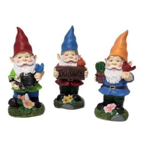 Trío caprichoso conjunto de 3 estatuas de gnomos de jardín adorable decoración exterior - Imagen 2 de 10