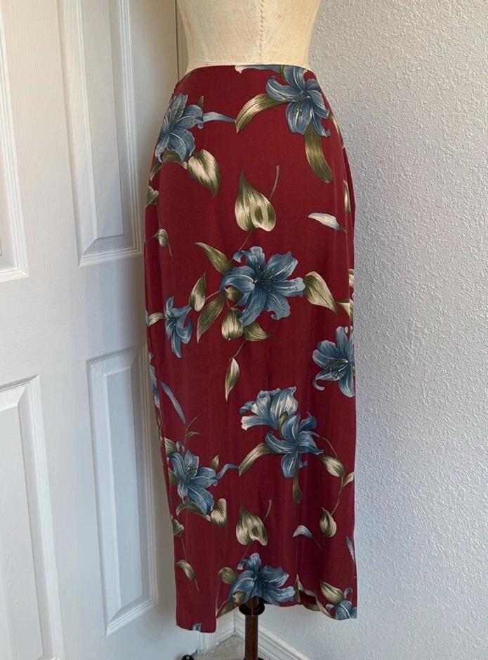 Maxi falda envolvente de seda vintage hawaiana Tommy Bahama talla 8 usada Foto 2 de 4