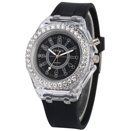 Moda Banda Deportiva Hombre Mujer Reloj Pulsera Retroiluminación LED Cristal Cuarzo Silicona - Imagen 1 de 21