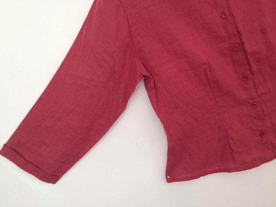 FLAX  S M 2005 Linen POETIC SHirt JACKET fits PETITE rose, BLACK green     - Image 2 of 4