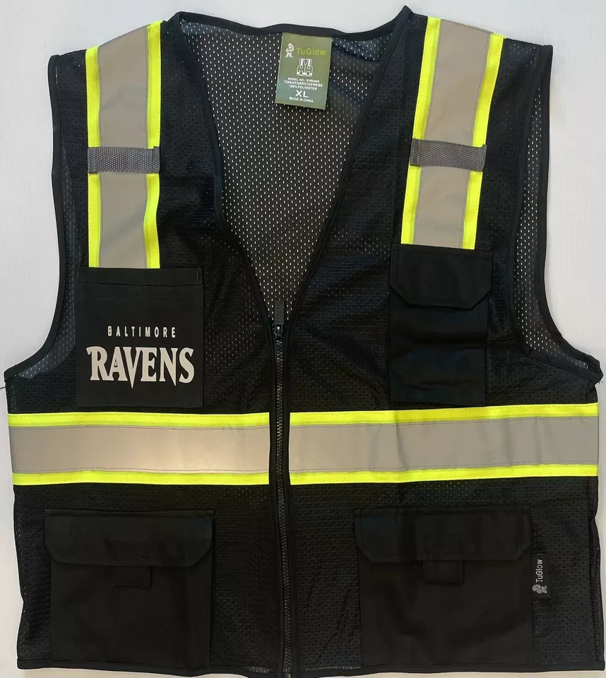 BALTIMORE RAVENS BLACK REFLECTIVE SAFETY VEST W/REFLECTIVE LOGO - Image 2 of 2