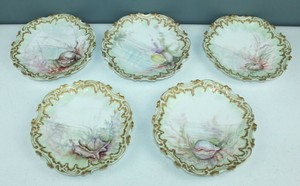 STUNNING ANTIQUE Cabinet Plates LIMOGES France SEASHELLS All Different!