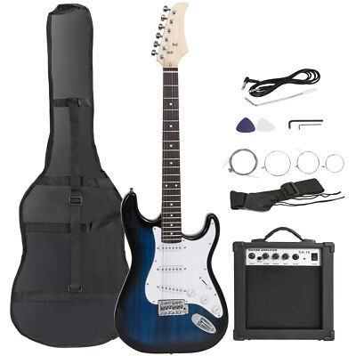 39'' Beginners Electric Guitar with 10W Amp Gig Bag Case Guitar Strap Full Size 