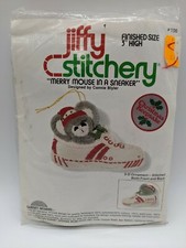 Jiffy Stitchery  Merry Mouse in a Sneaker  3-D Ornament Kit 100 Christmas 1978