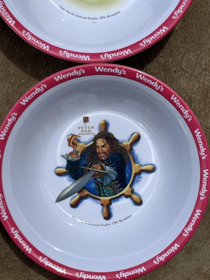 2003 4X WENDY’S Peter Pan Melamine Bowls Cpt Hook, Peter Pan, Wendy, Tinkerbelle - image 4 of 4