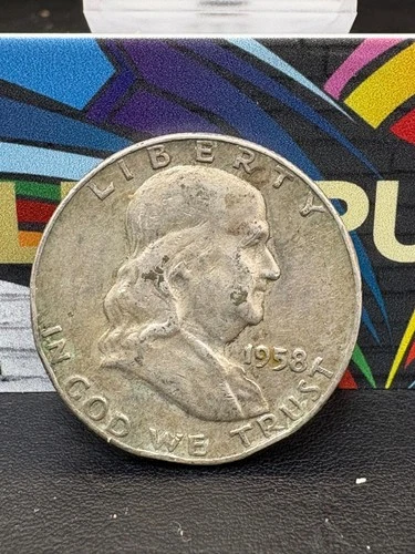 1958 D Franklin Half Dollar circulated 90% Silver 50c US Coin FREE SHIPPING